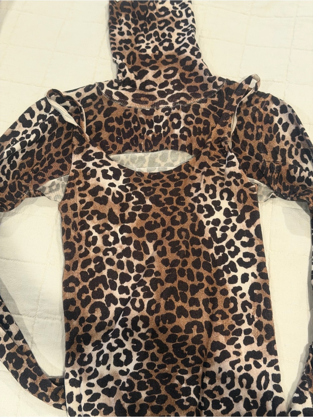 Amazon Leopard Print Brown Black Long Sleeve Bodysuit